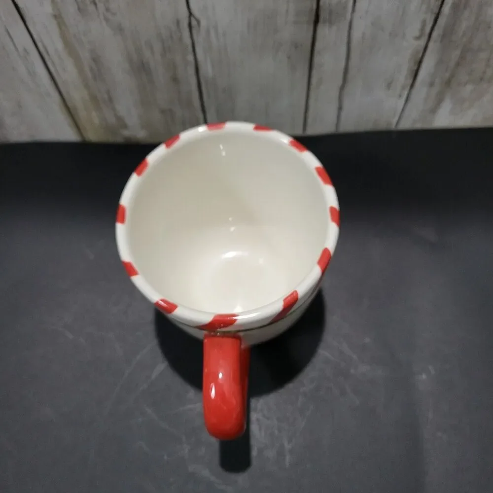 Pier 1 Coffee Mug Holiday Candy Cane Mug 3 3/4